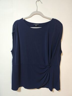 Macy's Alfani Navy Sleeveless Knot-Detail Blouse